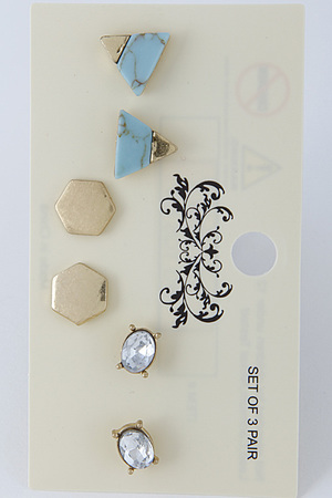 Simple Multi Shaped Earrings Set 6HCD9